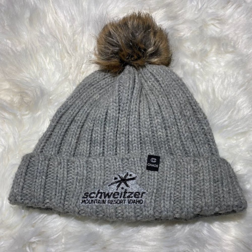 Chaos Schweitzer Mountain Resort Idaho gray knitted beanie